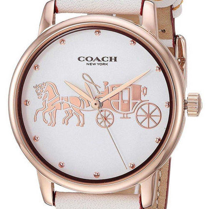 Coach Grand quadrante bianco tono oro rosa in acciaio inossidabile al quarzo 14502973 Orologio da donna