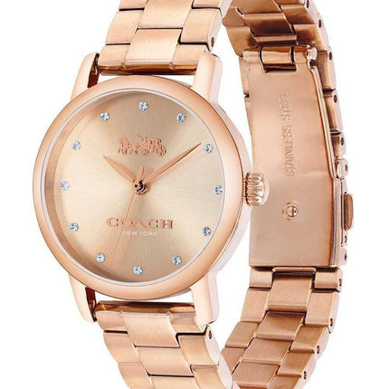Orologio da donna al quarzo in acciaio inossidabile tono oro rosa Coach Grand 14503003