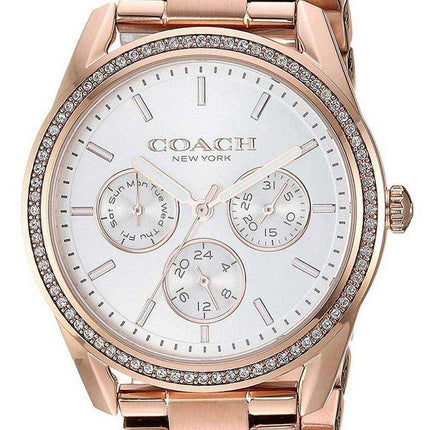 Orologio da donna Coach Preston quadrante argentato in oro rosa con cinturino in acciaio inossidabile al quarzo 14503267