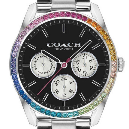 Coach Preston Rainbow Black Dial Crystal Accents Quartz 14503469 Orologio da donna