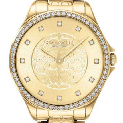 Orologio da donna al quarzo in acciaio inossidabile tono oro con accenti di cristallo Astor Coach 14503504