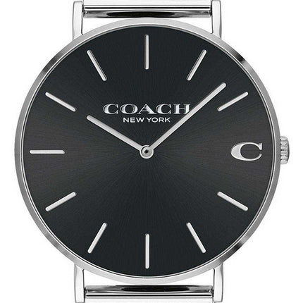Orologio da uomo Coach Charles quadrante nero in acciaio inossidabile al quarzo 14602144