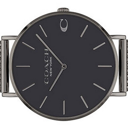 Orologio da uomo Coach Charles quadrante nero in maglia di acciaio inossidabile al quarzo 14602145