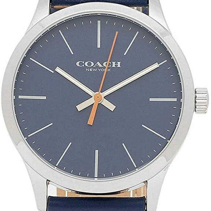 Orologio da uomo al quarzo con cinturino in pelle quadrante blu Coach Baxter 14602394