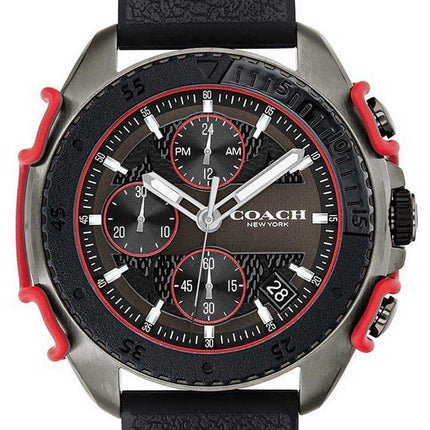 Orologio da uomo al quarzo con cinturino in silicone quadrante nero Coach C001 14602453
