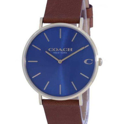 Orologio da uomo al quarzo con cinturino in pelle quadrante blu Coach Charles 14602473