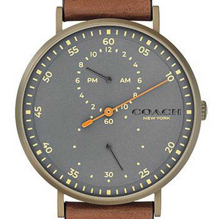 Orologio da uomo al quarzo con cinturino in pelle quadrante grigio Coach Charles 14602474