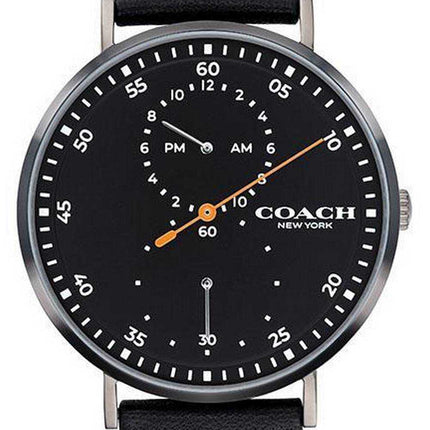 Orologio da uomo al quarzo con cinturino in pelle quadrante nero Coach Charles 14602476