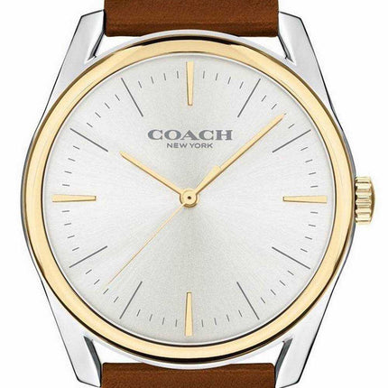 Orologio da uomo Coach Preston quadrante argento con cinturino in pelle al quarzo 14602481