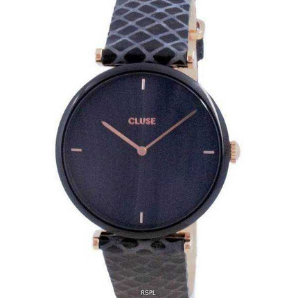 Orologio da donna Cluse Triomphe quadrante nero in pelle al quarzo CW0101208012