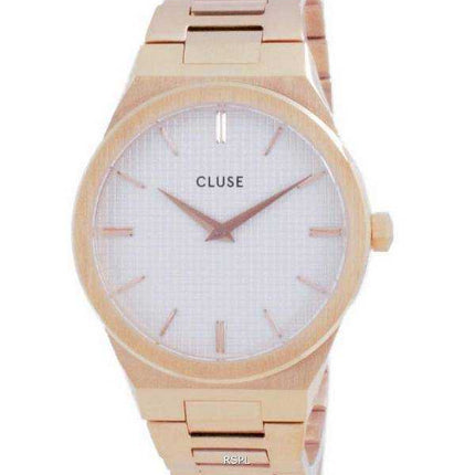 Orologio da donna Cluse Vigoureux H-Link quadrante bianco tono oro rosa in acciaio inossidabile al quarzo CW0101210001