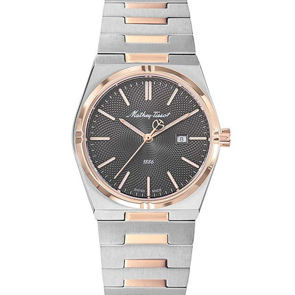 Orologio da donna Mathey-Tissot Zeus Two Tone in acciaio inossidabile con quadrante nero al quarzo D118RS