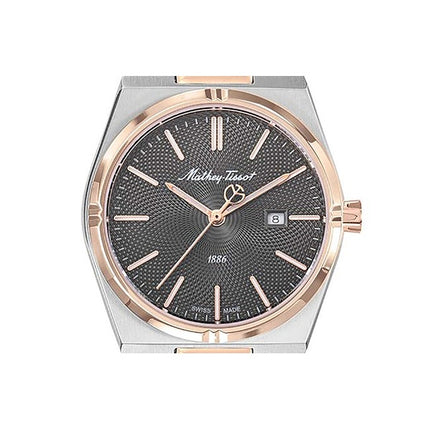 Orologio da donna Mathey-Tissot Zeus Two Tone in acciaio inossidabile con quadrante nero al quarzo D118RS