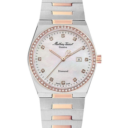 Orologio da donna Mathey-Tissot Zeus Diamond Accents in acciaio inossidabile bicolore con quadrante bianco al quarzo D118SBI