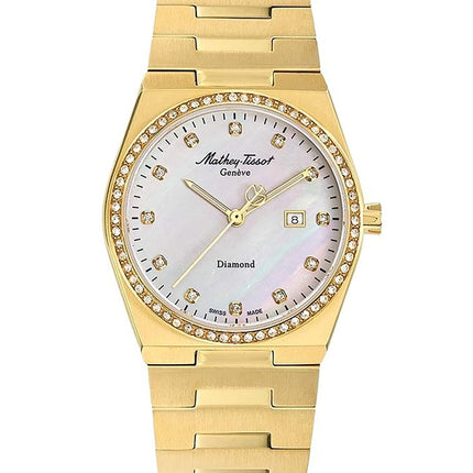 Orologio da donna Mathey-Tissot Zeus Diamond Accents in acciaio inossidabile color oro con quadrante in madreperla al quarzo D11