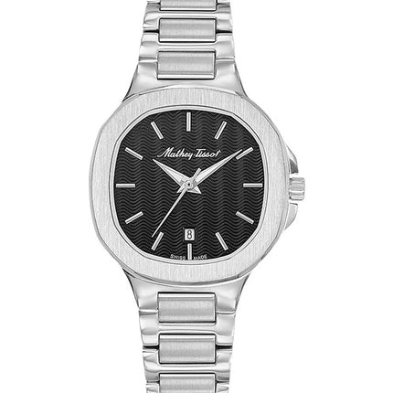 Orologio da donna Mathey-Tissot Evasion in acciaio inossidabile con quadrante nero al quarzo D152AN