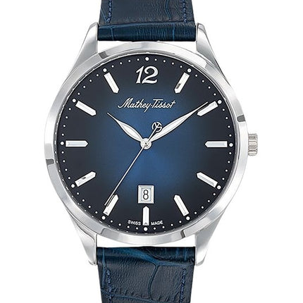 Orologio da donna Mathey-Tissot Urban con cinturino in pelle e quadrante blu al quarzo D411ABU