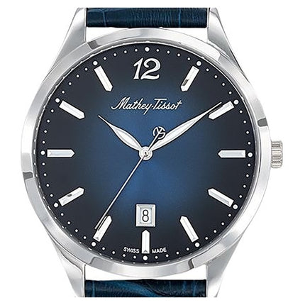 Orologio da donna Mathey-Tissot Urban con cinturino in pelle e quadrante blu al quarzo D411ABU