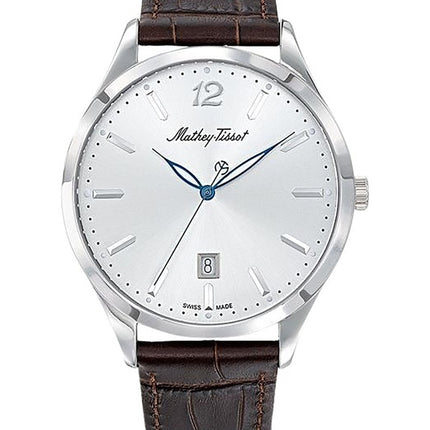 Orologio da donna Mathey-Tissot Urban con cinturino in pelle e quadrante argentato al quarzo D411AS