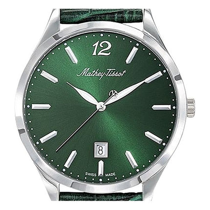 Orologio da donna Mathey-Tissot Urban con cinturino in pelle e quadrante verde al quarzo D411AV