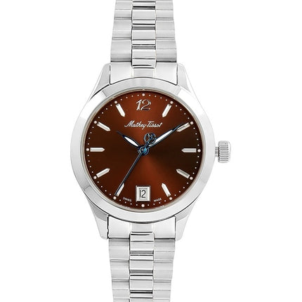 Orologio da donna Mathey-Tissot Urban in acciaio inossidabile con quadrante marrone al quarzo D411MAM