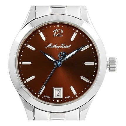 Orologio da donna Mathey-Tissot Urban in acciaio inossidabile con quadrante marrone al quarzo D411MAM