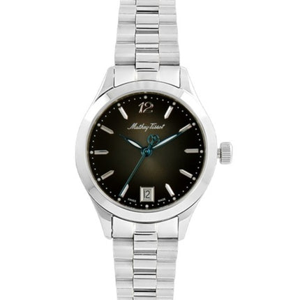 Orologio da donna Mathey-Tissot Urban in acciaio inossidabile con quadrante nero al quarzo D411MAN