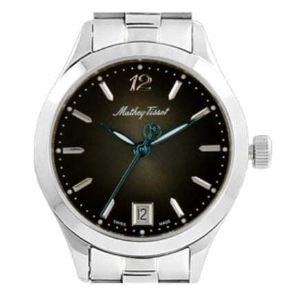 Orologio da donna Mathey-Tissot Urban in acciaio inossidabile con quadrante nero al quarzo D411MAN