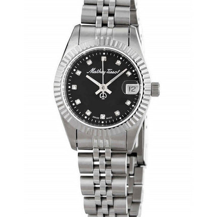 Orologio da donna Mathey-Tissot Mathy II in acciaio inossidabile con quadrante nero al quarzo D710AN
