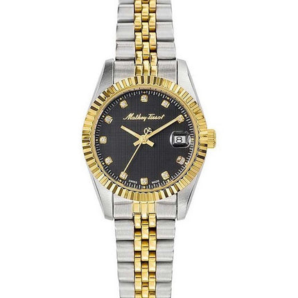 Orologio da donna Mathey-Tissot Mathy II bicolore in acciaio inossidabile con quadrante nero al quarzo D710BN