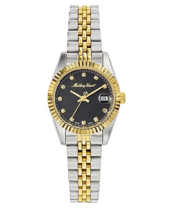 Orologio da donna Mathey-Tissot Mathy II bicolore in acciaio inossidabile con quadrante nero al quarzo D710BN