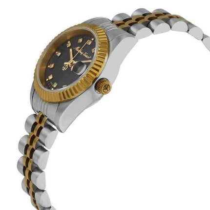 Orologio da donna Mathey-Tissot Mathy II bicolore in acciaio inossidabile con quadrante nero al quarzo D710BN