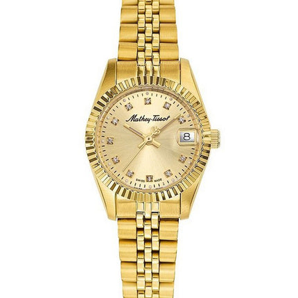 Orologio da donna Mathey-Tissot Mathy II tono oro in acciaio inossidabile quadrante dorato al quarzo D710PDI