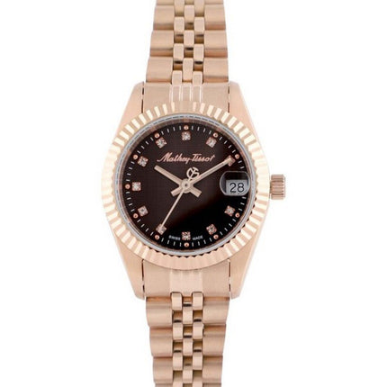 Orologio da donna Mathey-Tissot Mathy II in acciaio inossidabile tono oro rosa quadrante marrone al quarzo D710PRM