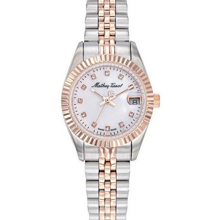 Orologio da donna Mathey-Tissot Mathy II bicolore in acciaio inossidabile con quadrante bianco al quarzo D710RA