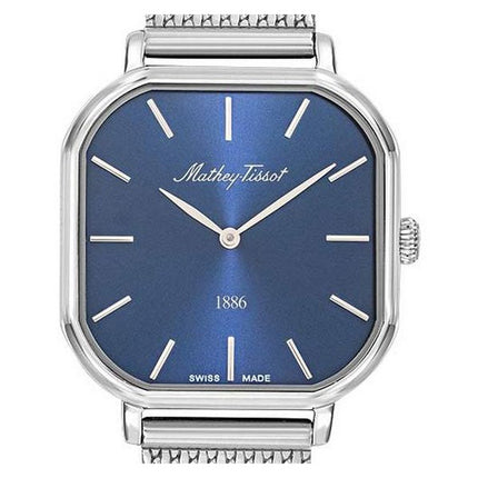 Orologio da donna Mathey-Tissot Monsoon Square in acciaio inossidabile con quadrante blu al quarzo D7917ABU