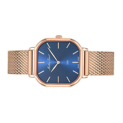 Orologio da donna Mathey-Tissot Monsoon Square in acciaio inossidabile color oro rosa con quadrante blu al quarzo D7917PBU