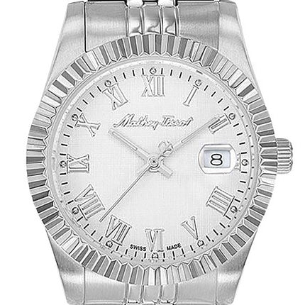 Orologio da donna Mathey-Tissot Mathy III Roman in acciaio inossidabile con quadrante bianco al quarzo D810ABR