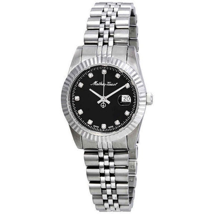 Orologio da donna Mathey-Tissot Mathy III in acciaio inossidabile con quadrante nero al quarzo D810AN