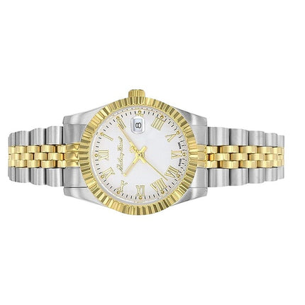 Orologio da donna Mathey-Tissot Mathy III Roman Two Tone in acciaio inossidabile con quadrante bianco al quarzo D810BBR