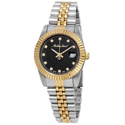 Orologio da donna Mathey-Tissot Mathy III bicolore in acciaio inossidabile con quadrante nero al quarzo D810BN