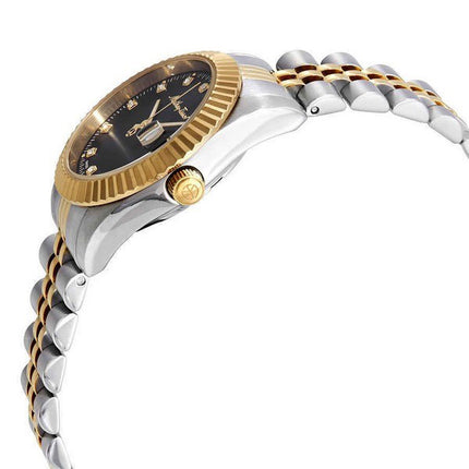 Orologio da donna Mathey-Tissot Mathy III bicolore in acciaio inossidabile con quadrante nero al quarzo D810BN