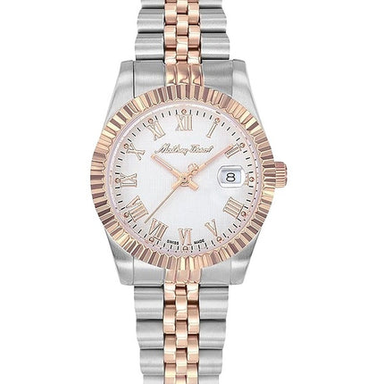 Orologio da donna Mathey-Tissot Mathy III Roman Two Tone in acciaio inossidabile con quadrante bianco al quarzo D810BRA
