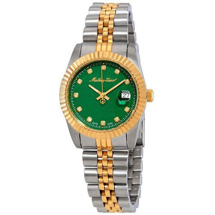 Orologio da donna Mathey-Tissot Mathy III bicolore in acciaio inossidabile con quadrante verde al quarzo D810BV