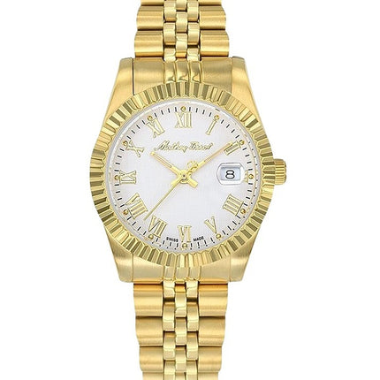 Orologio da donna Mathey-Tissot Mathy III Roman Gold Tone Acciaio inossidabile Quadrante bianco Quarzo D810PBRI