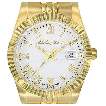Orologio da donna Mathey-Tissot Mathy III Roman Gold Tone Acciaio inossidabile Quadrante bianco Quarzo D810PBRI
