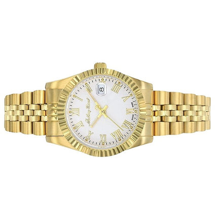 Orologio da donna Mathey-Tissot Mathy III Roman Gold Tone Acciaio inossidabile Quadrante bianco Quarzo D810PBRI