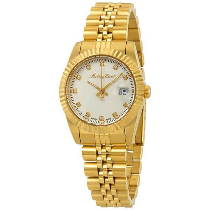 Orologio da donna Mathey-Tissot Mathy III tono oro in acciaio inossidabile quadrante bianco al quarzo D810PI
