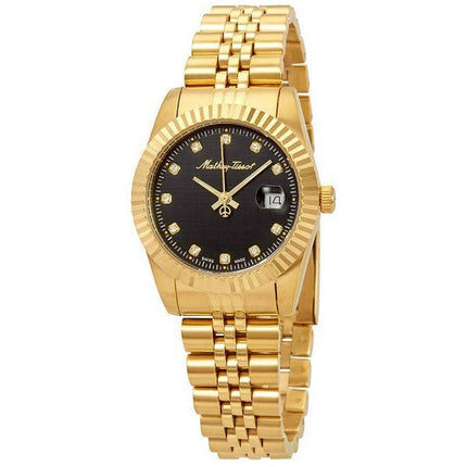 Orologio da donna Mathey-Tissot Mathy III tono oro in acciaio inossidabile quadrante nero al quarzo D810PDI