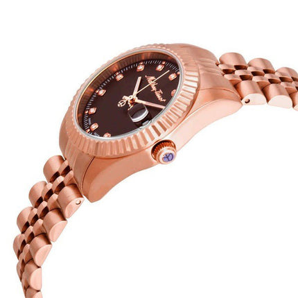 Orologio da donna Mathey-Tissot Mathy III tono oro rosa in acciaio inossidabile quadrante marrone al quarzo D810PRM